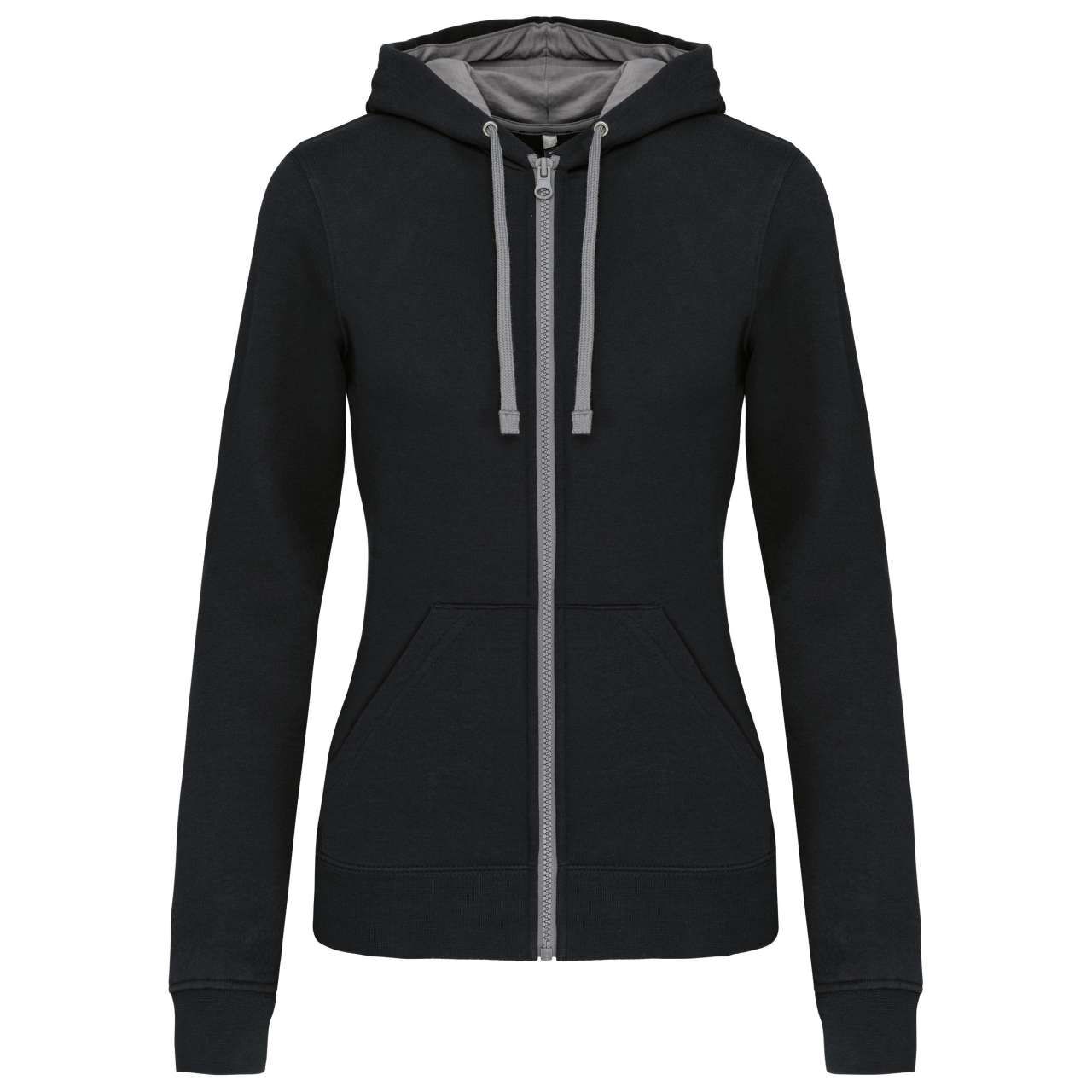 Kariban LADIES’ CONTRAST HOODED FULL ZIP SWEATSHIRT