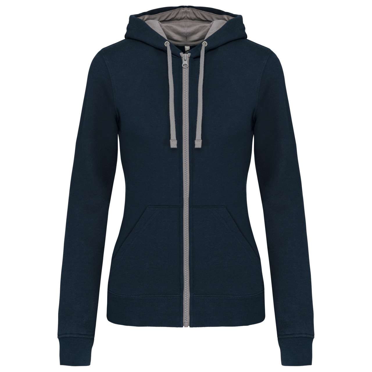 Kariban LADIES’ CONTRAST HOODED FULL ZIP SWEATSHIRT