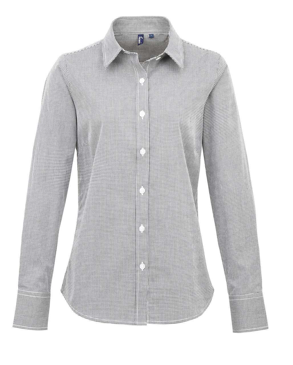 Premier WOMEN'S LONG SLEEVE GINGHAM MICROCHECK SHIRT