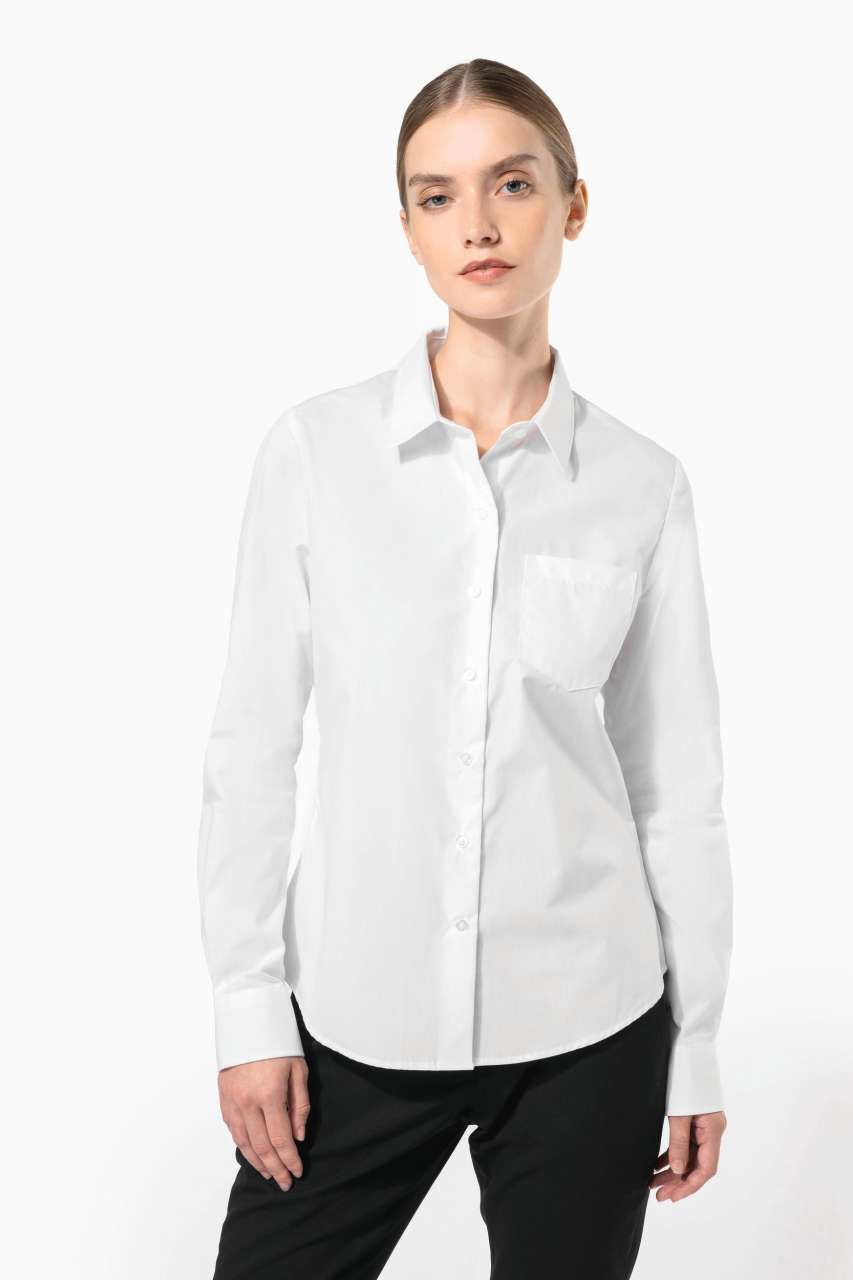 Kariban LADIES' LONG-SLEEVED COTTON POPLIN SHIRT