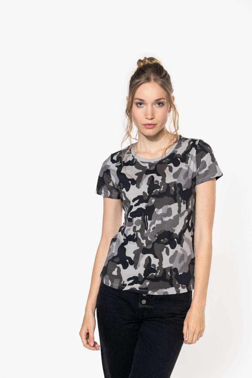 Kariban LADIES' SHORT-SLEEVED CAMO T-SHIRT