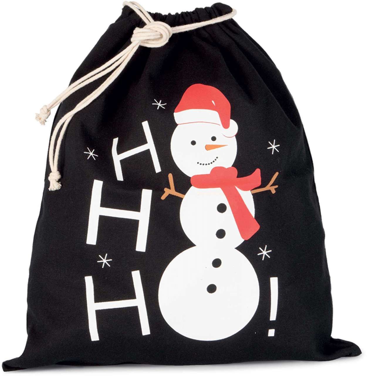 Kimood COTTON BAG WITH SNOWMAN DESIGN AND DRAWCORD CLOSURE