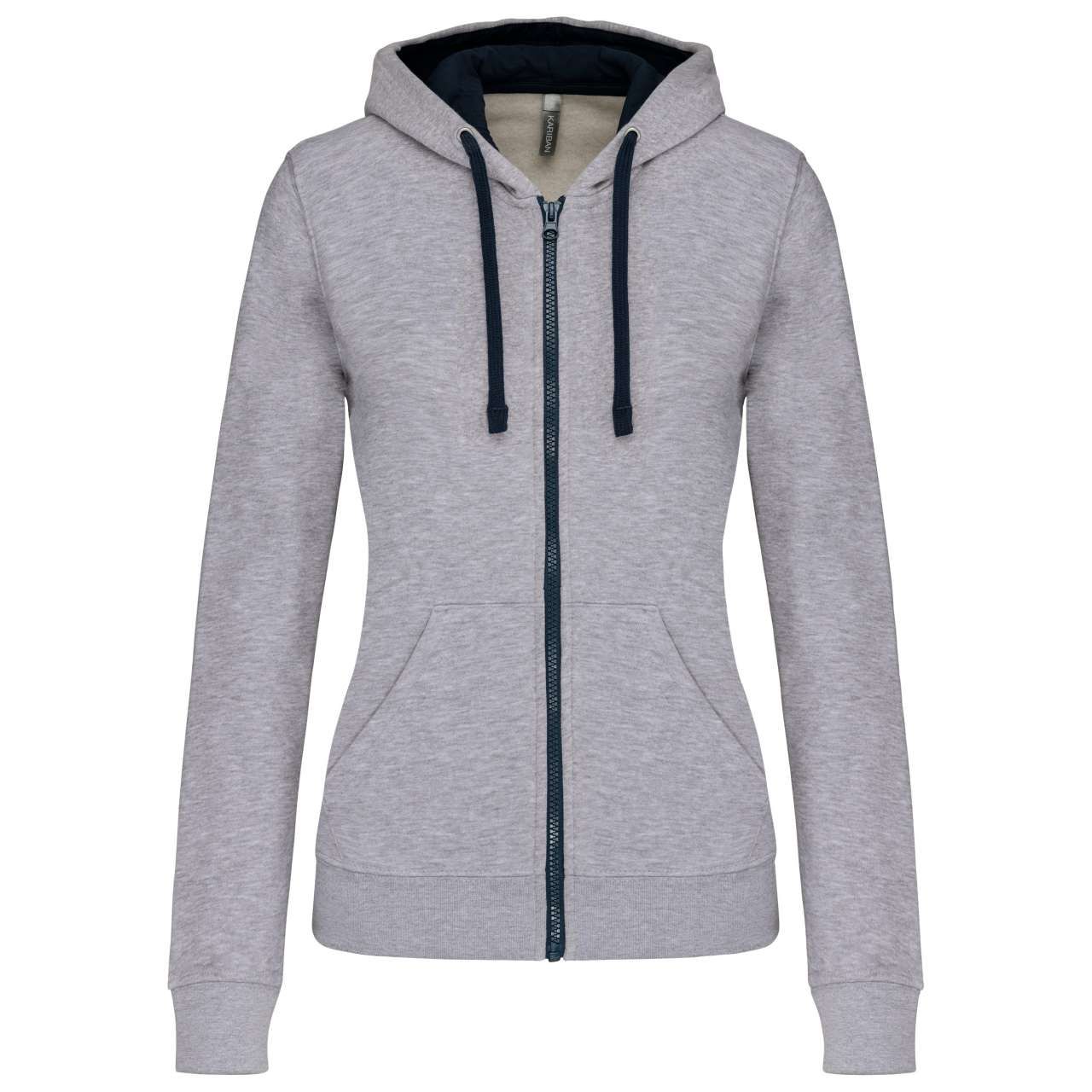 Kariban LADIES’ CONTRAST HOODED FULL ZIP SWEATSHIRT