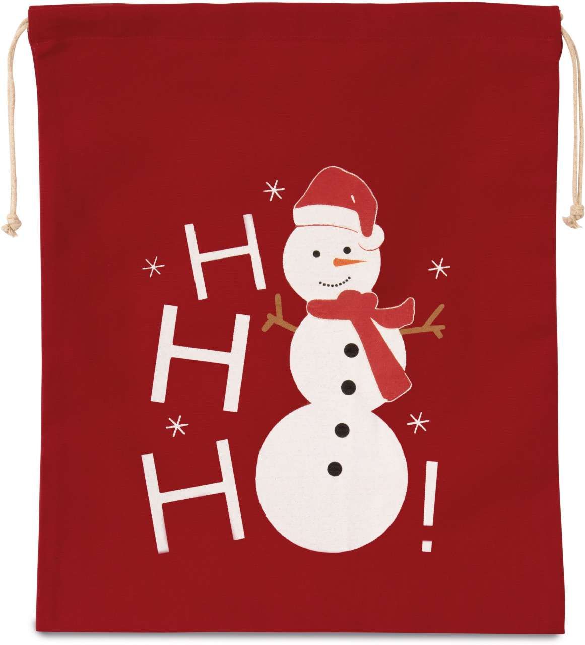 Kimood COTTON BAG WITH SNOWMAN DESIGN AND DRAWCORD CLOSURE