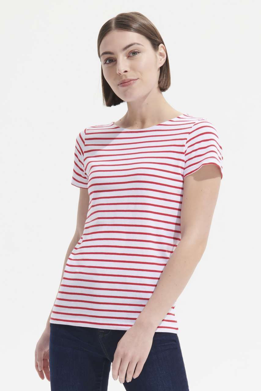 SOL'S SOL'S MILES WOMEN - ROUND NECK STRIPED T-SHIRT
