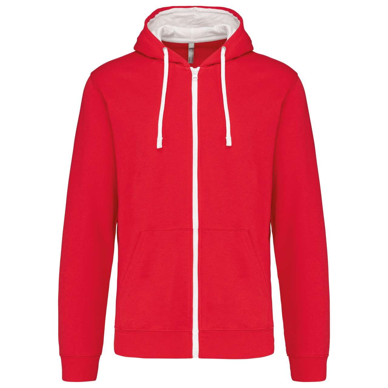 Kariban MEN'S CONTRAST HOODED FULL ZIP SWEATSHIRT