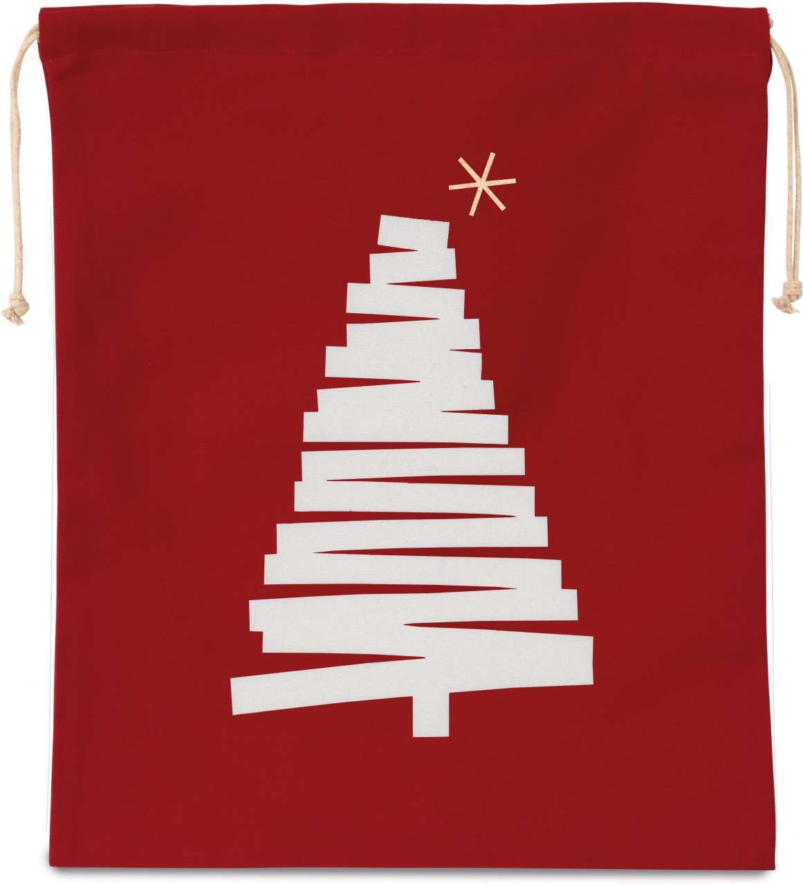 Kimood COTTON BAG WITH CHRISTMAS TREE DESIGN AND DRAWCORD CLOSURE