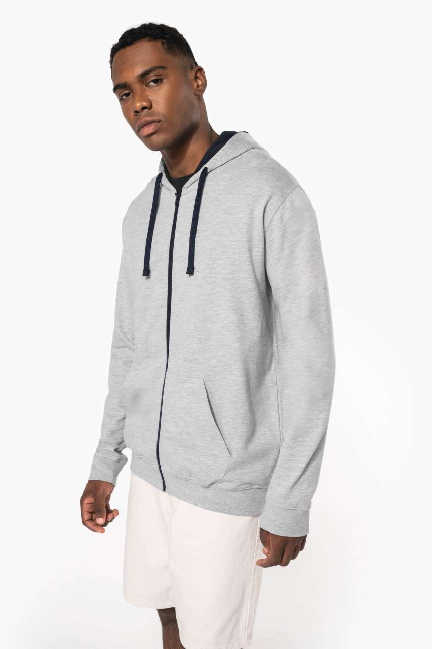 Kariban MEN'S CONTRAST HOODED FULL ZIP SWEATSHIRT