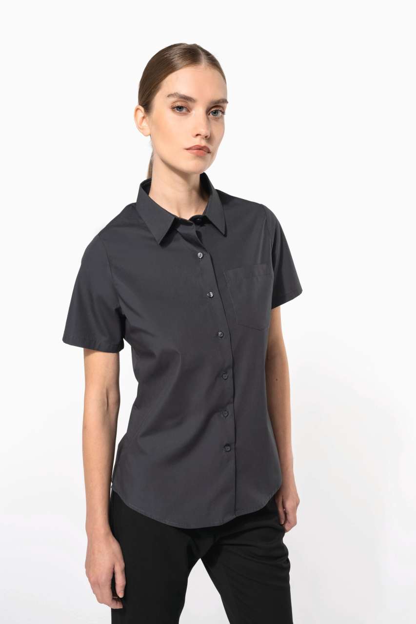 Kariban LADIES' SHORT-SLEEVED COTTON POPLIN SHIRT
