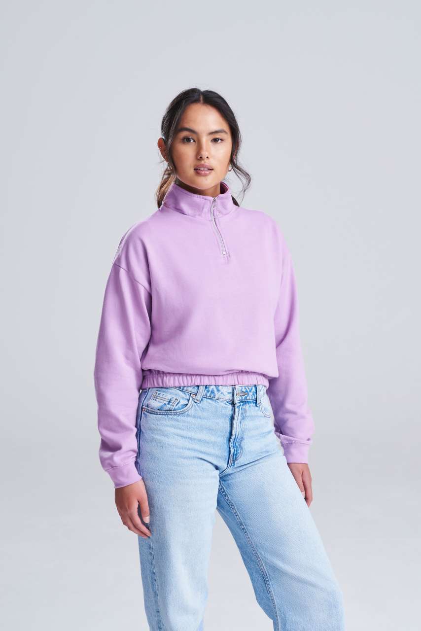 Just Hoods WOMEN'S CROPPED 1/4 ZIP SWEAT