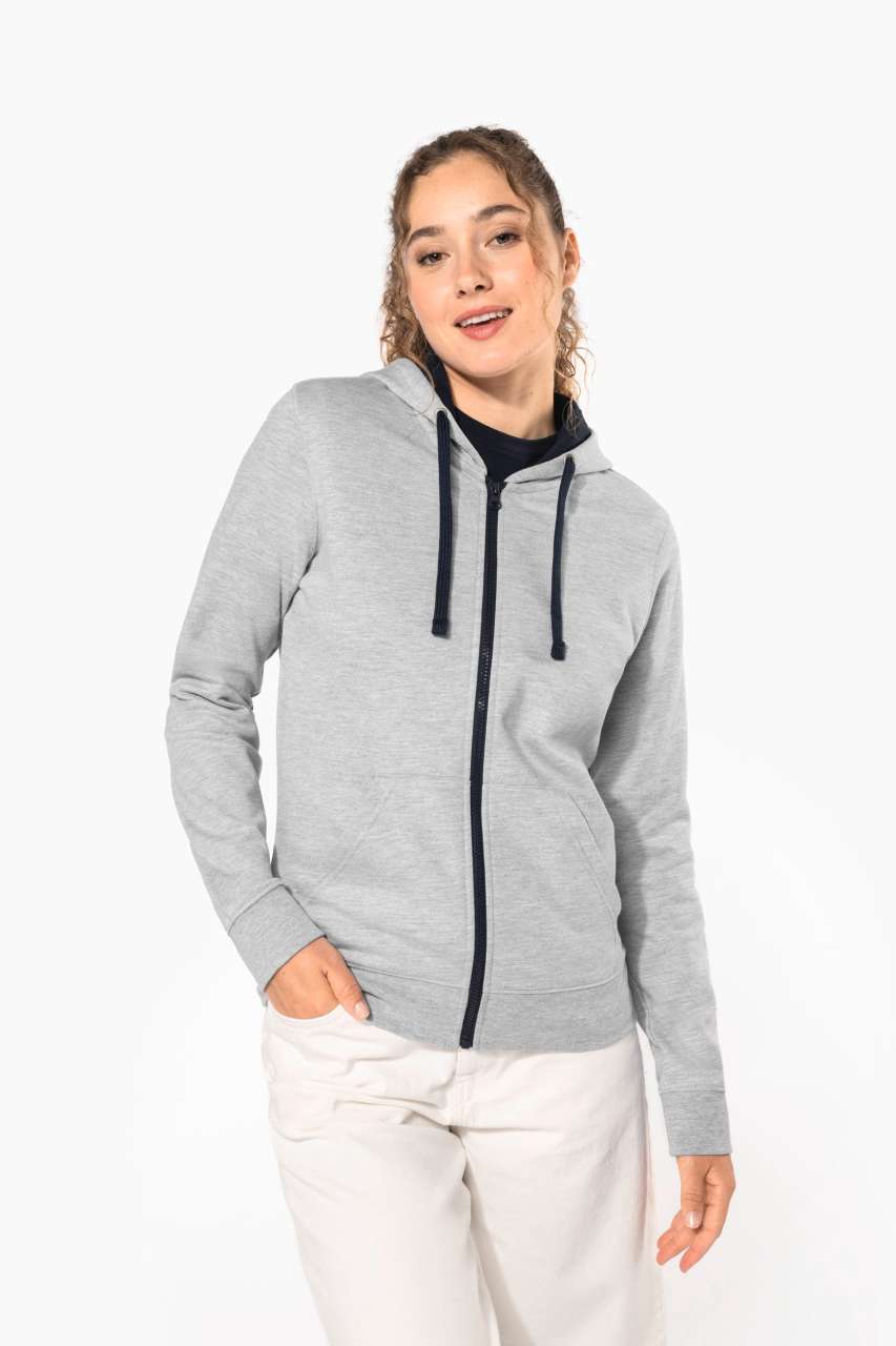 Kariban LADIES’ CONTRAST HOODED FULL ZIP SWEATSHIRT